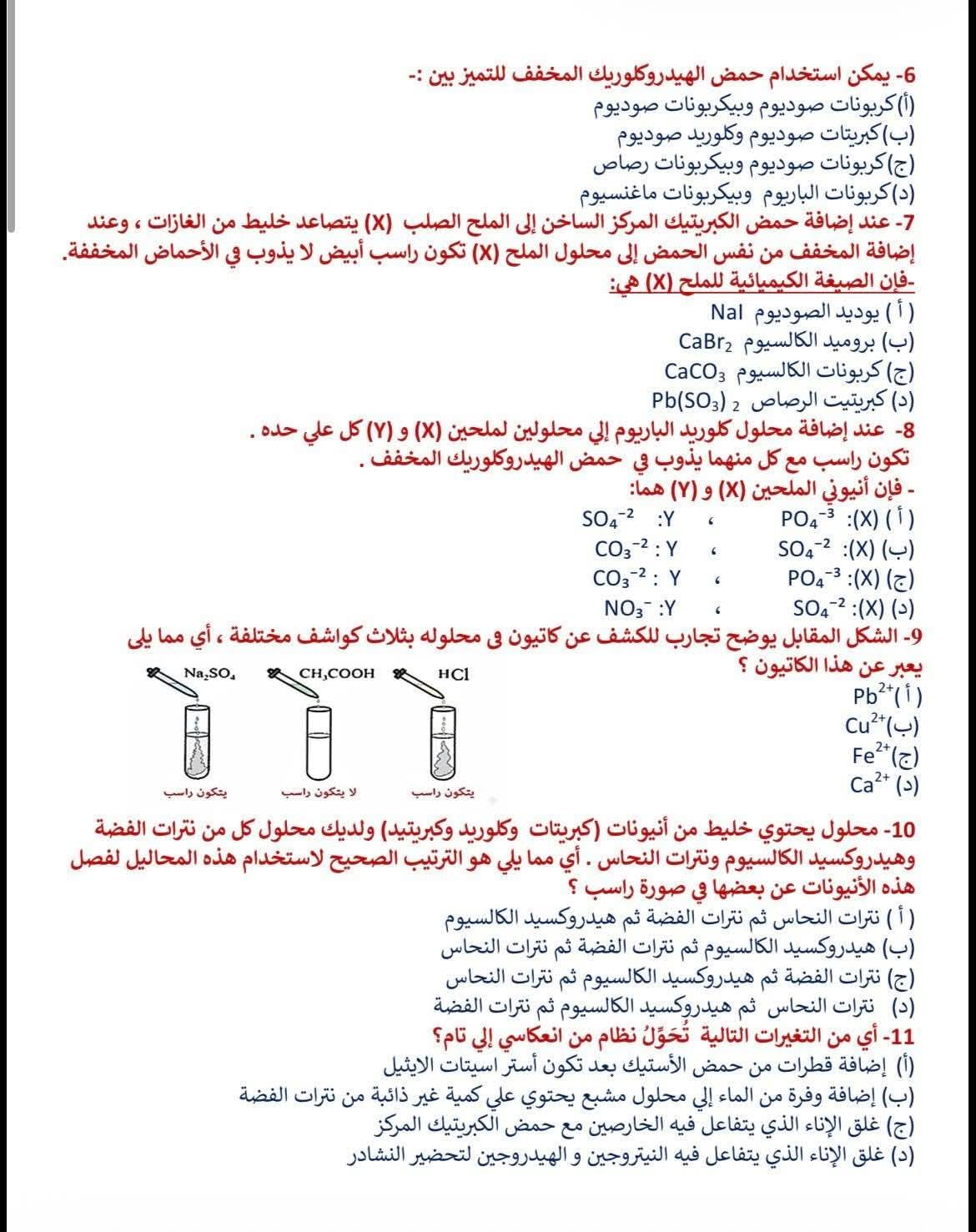النموذج الاسترشادي العاشر كيمياء 2026 pdf  2